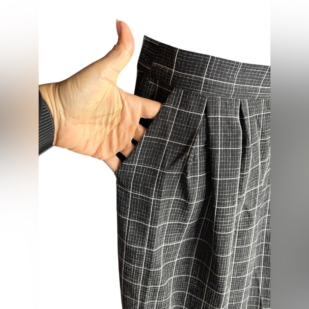 FT INC women’s plaid wide leg black high waist pants size M preloved - Picture 2 of 9